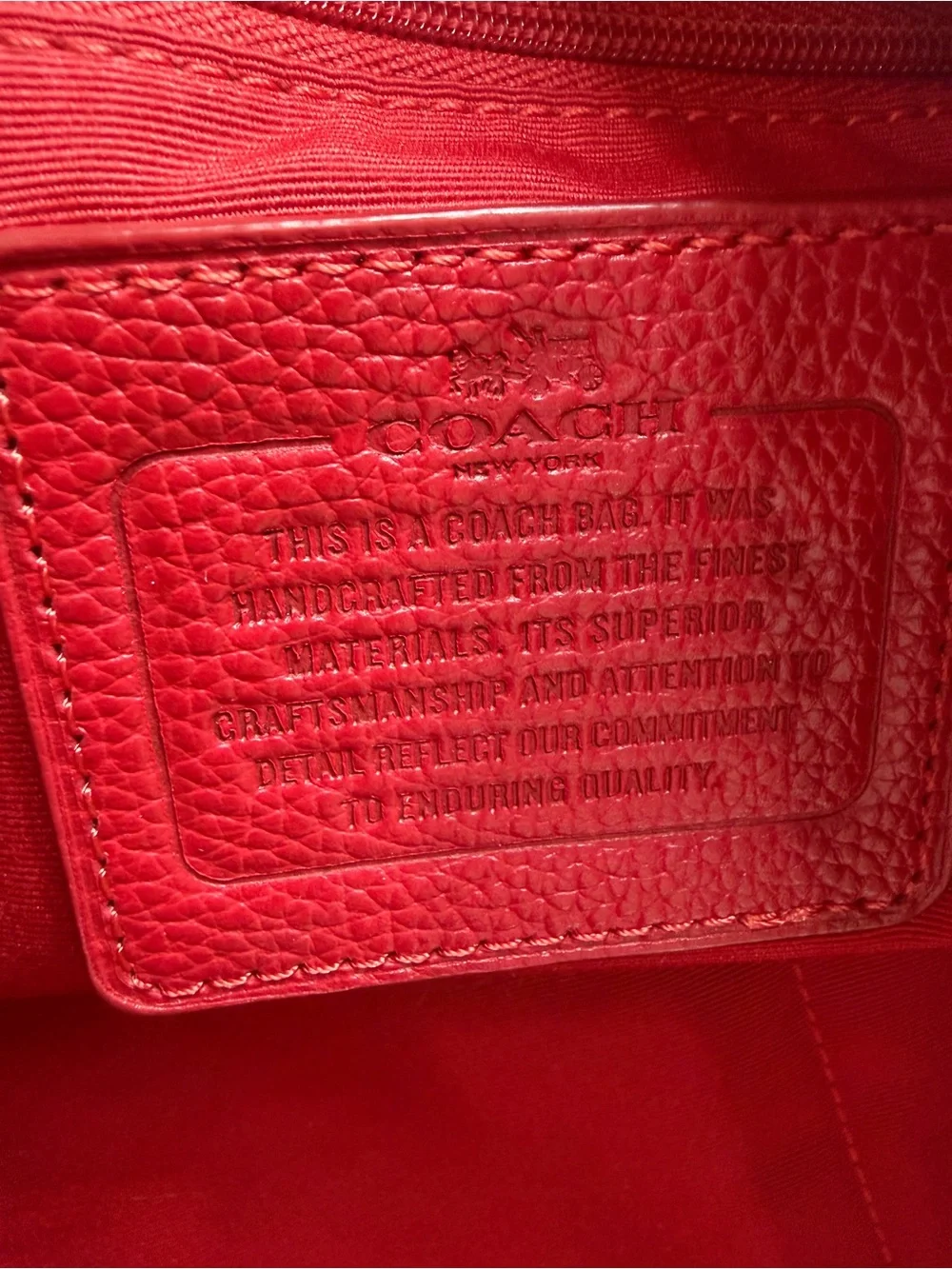 Coach Prairie Pebbled Leather Satchel Shoulder Bag in Red with Gold Hardware